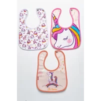 Unicorn Tema Kare 3 Parça Microfiber Mama Önlüğü Kutulu