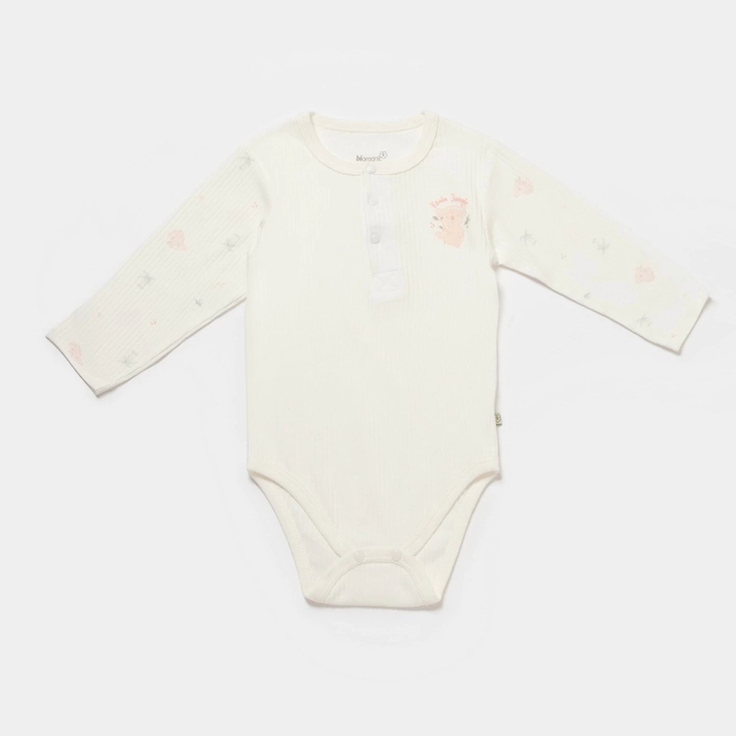 Bibaby Biorganic Koala Jungle Uzun Kol Bebek Body 56973 Pembe