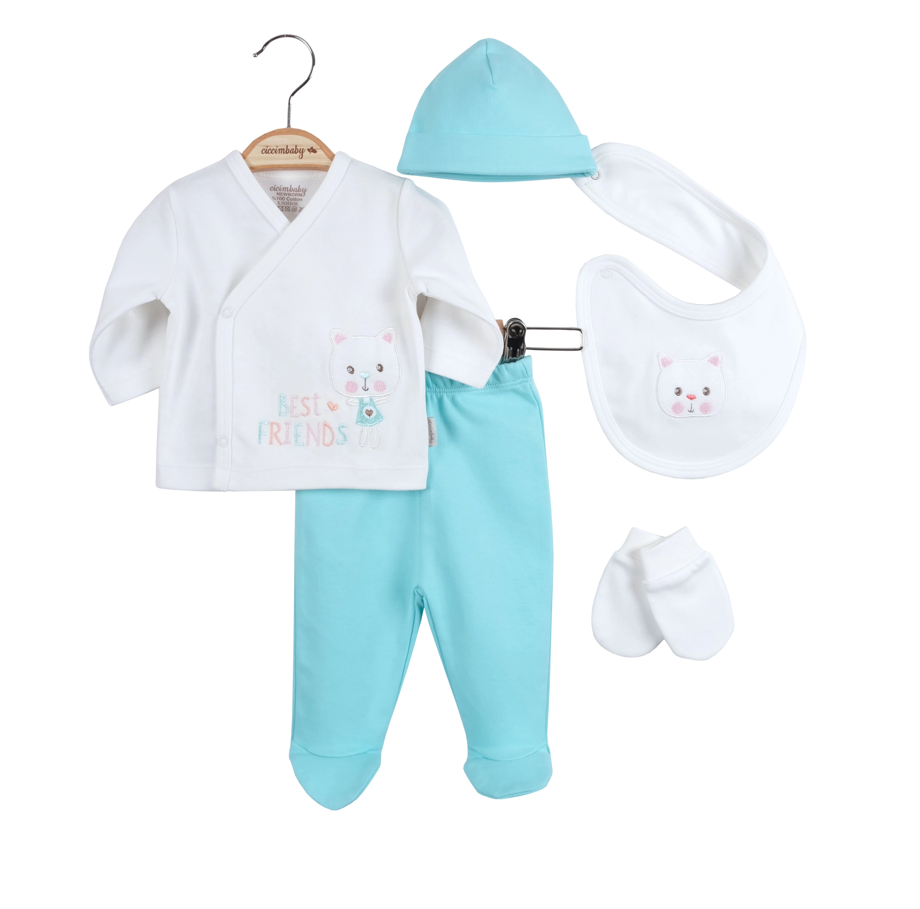 Ciccim Baby Best Friedens 5Li Zıbın Set 4765 Mint Yeşili