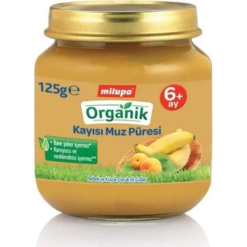 Milupa Organik Kayısı Muz Püresi Kavanoz Maması 125 Gr