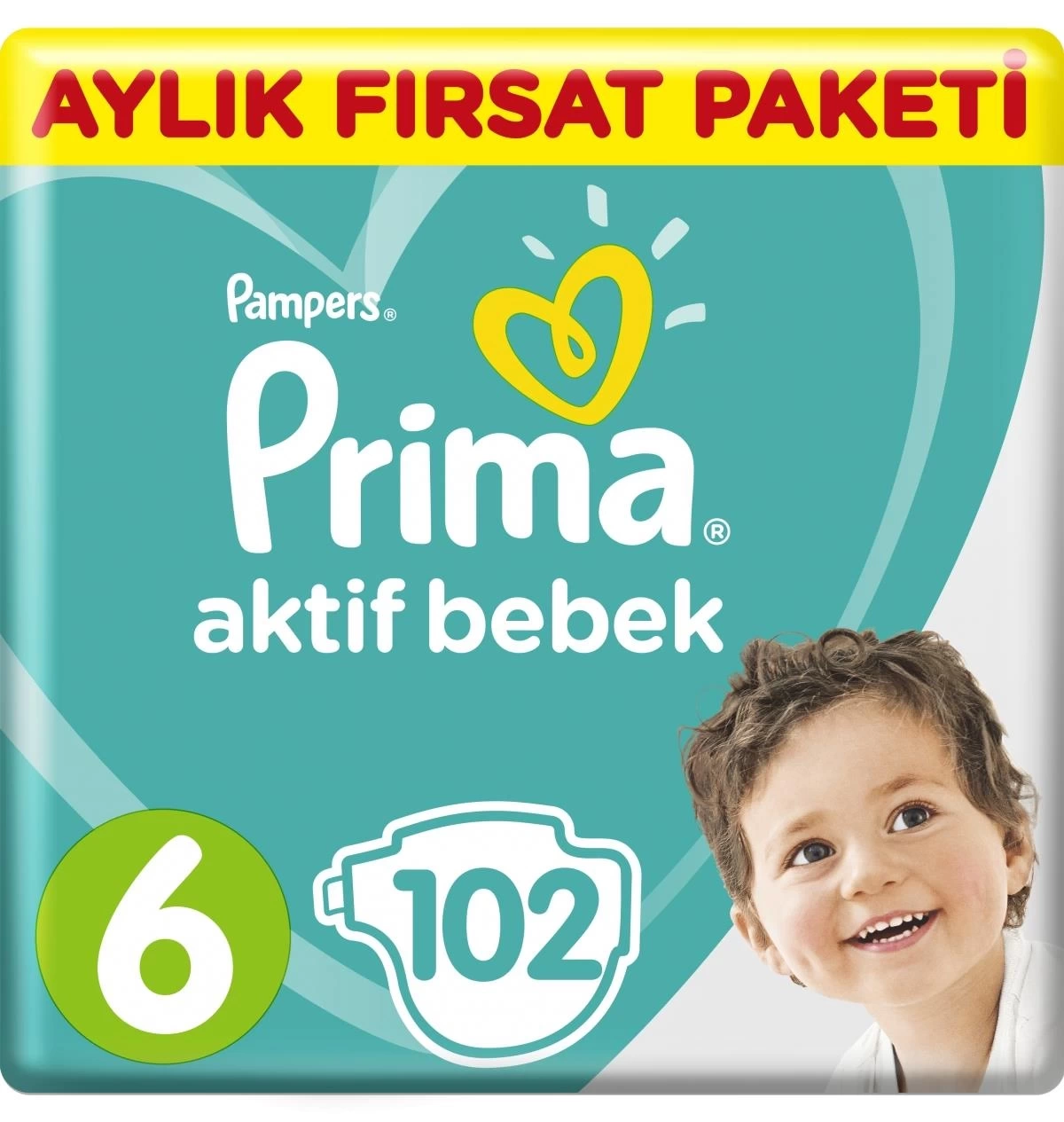 Prima Bebek Bezi Aktif Bebek 6 Beden Aylık Fırsat Paketi 102 Adet