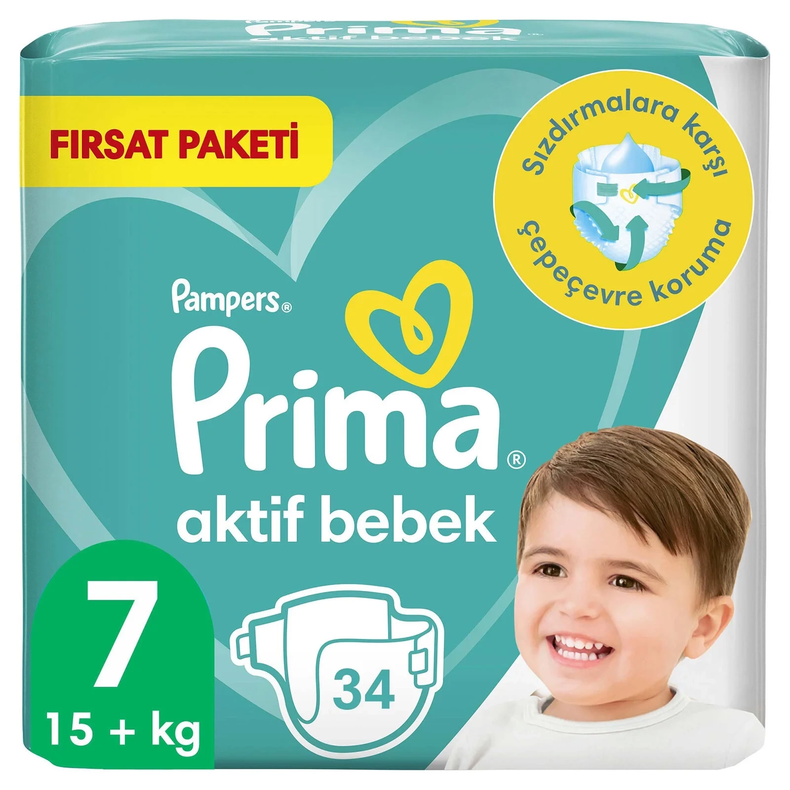 Prima Bebek Bezi Aktif Bebek Fırsat Paket 7 Beden 34 Adet