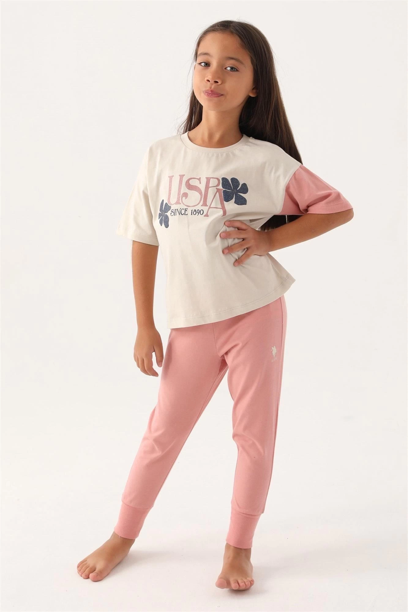 U.s. Polo Kız Çocuk Pijama Takım 1809 Bej