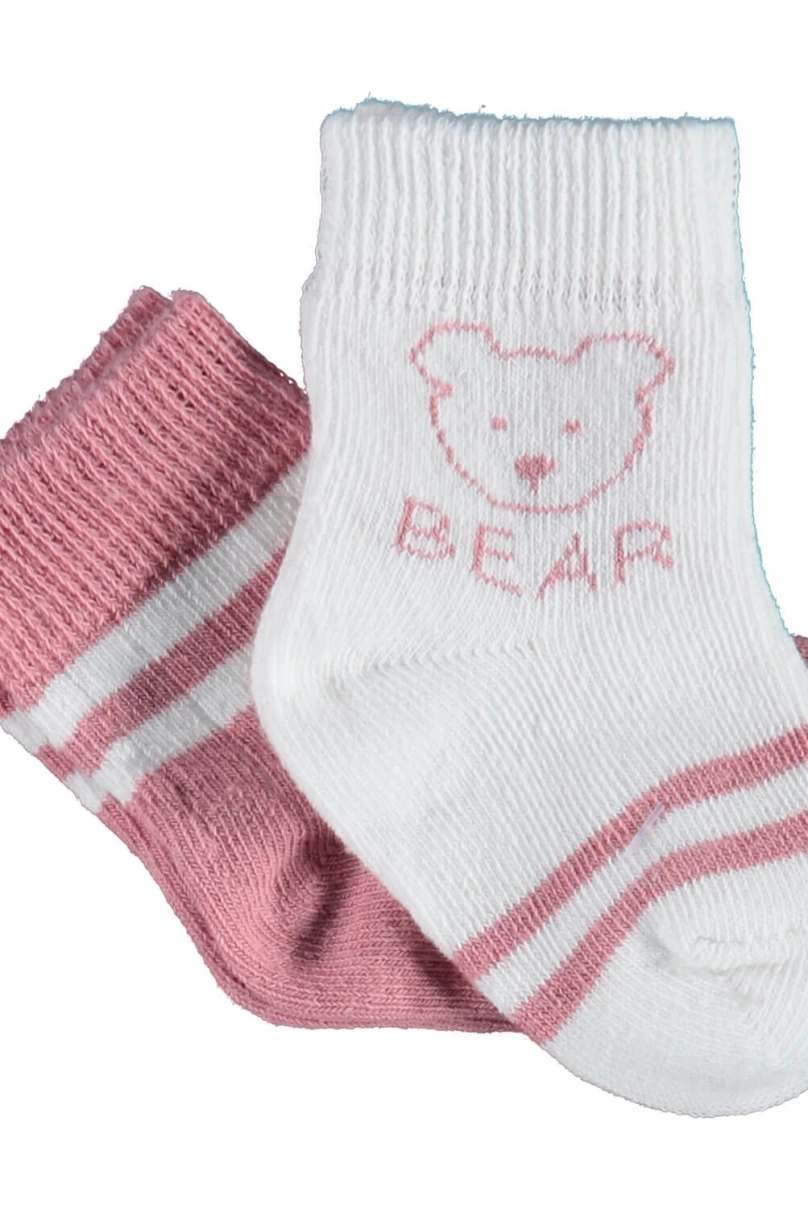 Bibaby Biorganic Bear 2Li Kız Çorap 68412 Gül Kurusu