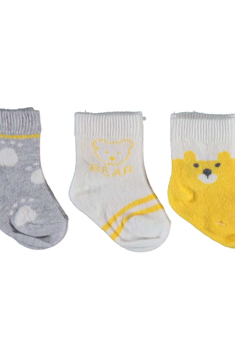 Bibaby Biorganic Bear 3Lü Kız Çorap 68411 Sarı