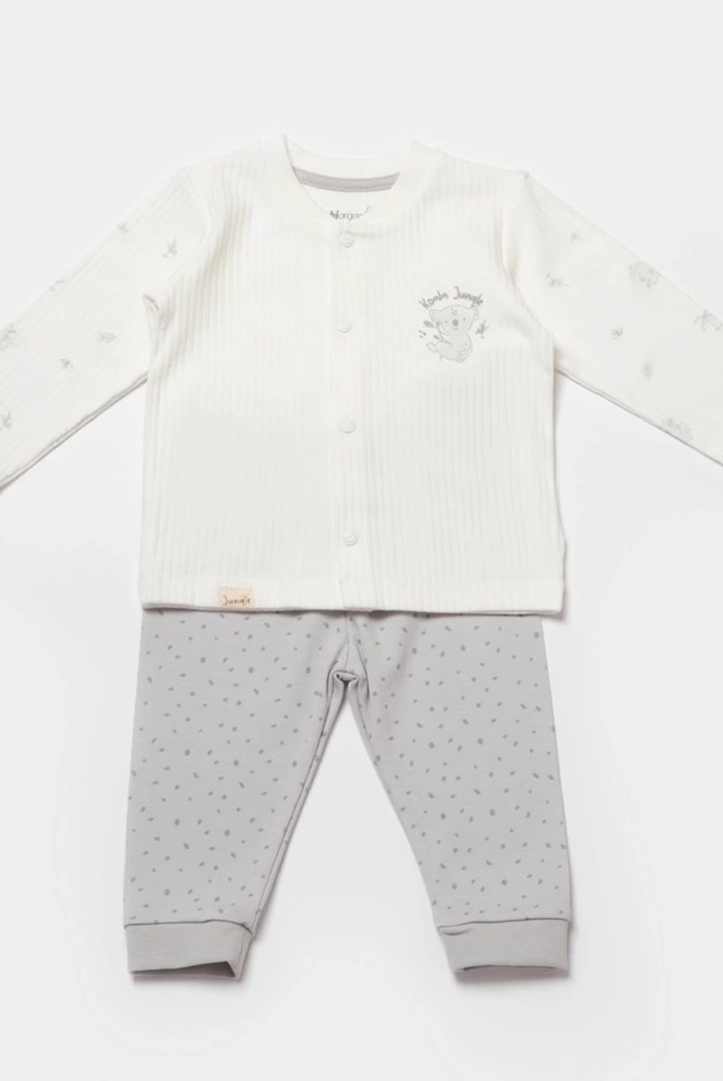 Bibaby Biorganic Koala Jungle Bebek Pijama Takımı 59777 Gri