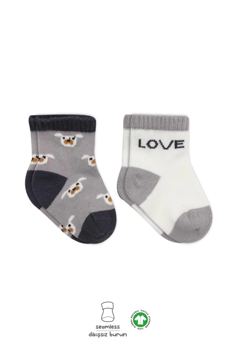 Bistyle Love Dog Penye Soket Çorap 2Li BS10118 Gri