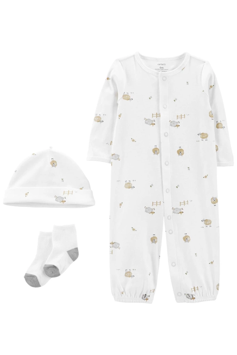 Carters Bebek Tulum Şapka Çorap Set 1N688010 Beyaz