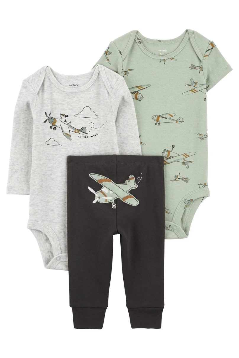 Carters Erkek Bebek Body Pantolon Set 3lü Paket 1R035210 Renkli