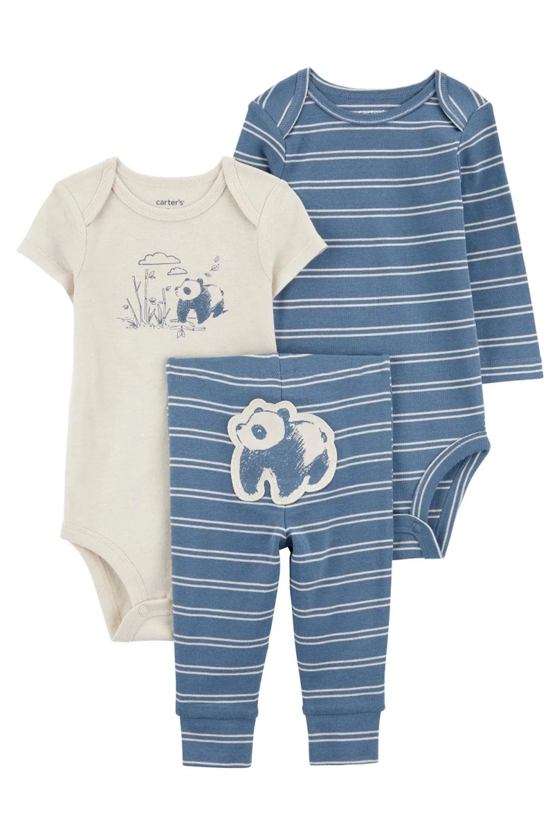 Carters Erkek Bebek Body Pantolon Set 3lü Paket 1R077710 Renkli