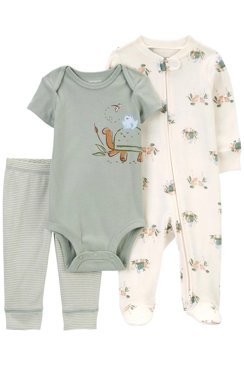 Carters Erkek Bebek Tulum Body Pantolon Set 3lü Paket 1R038110 Renkli