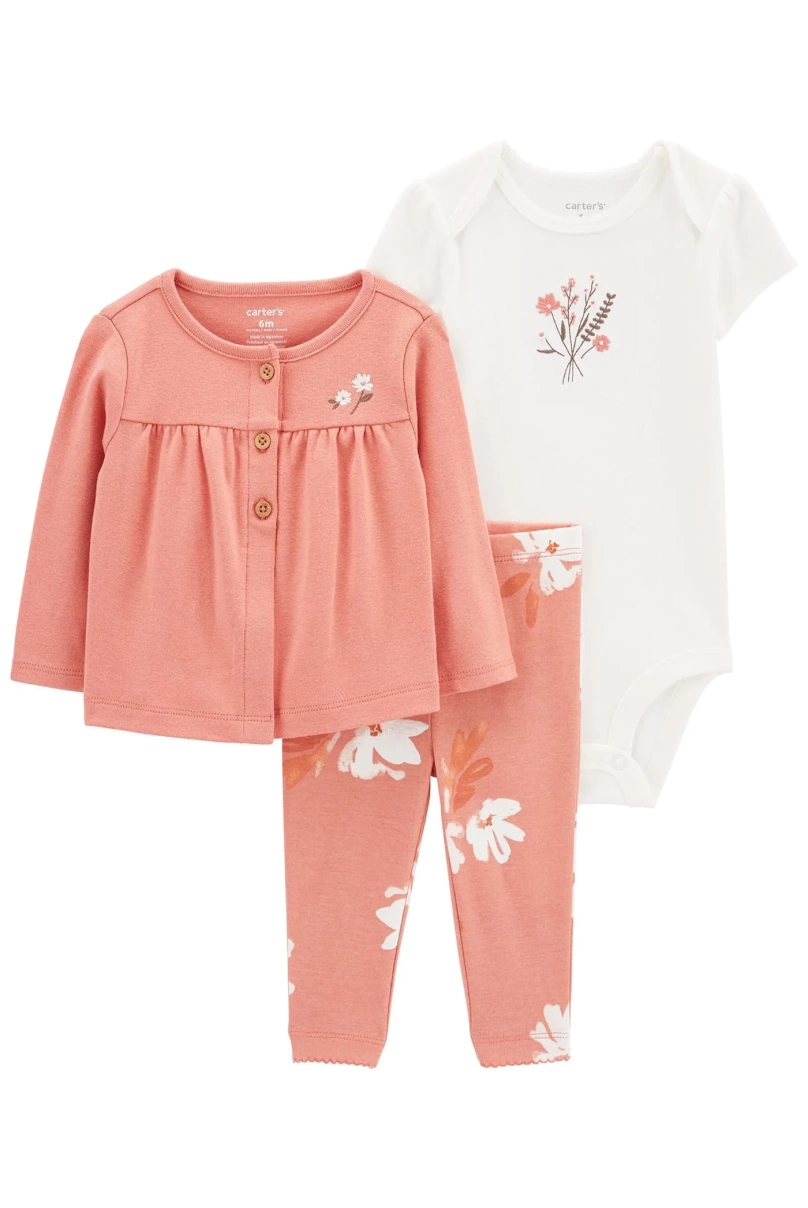 Carters Layette Kız Bebek 3Lü Hırkalı Set 1P559210 Karışık Renkli