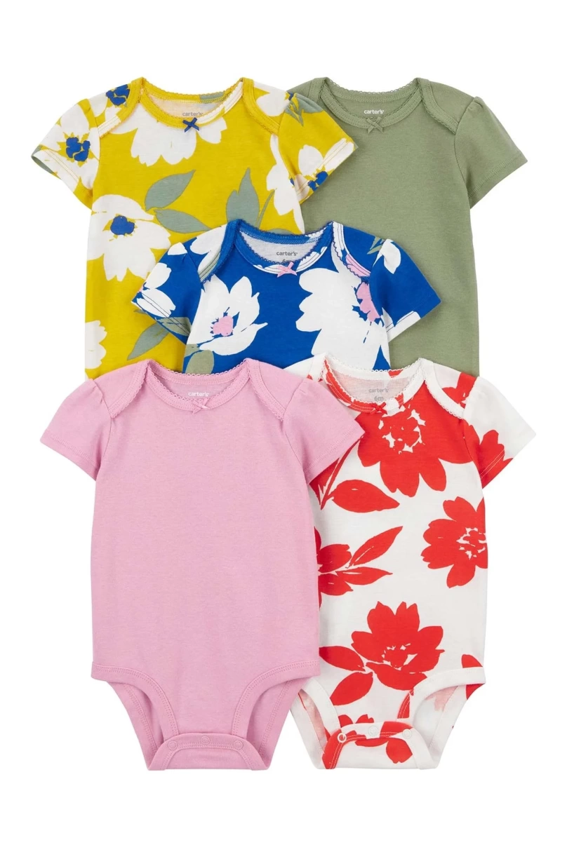 Carters Layette Kız Bebek 5Li Kısa Kol Body 1Q934210 Karışık Renkli