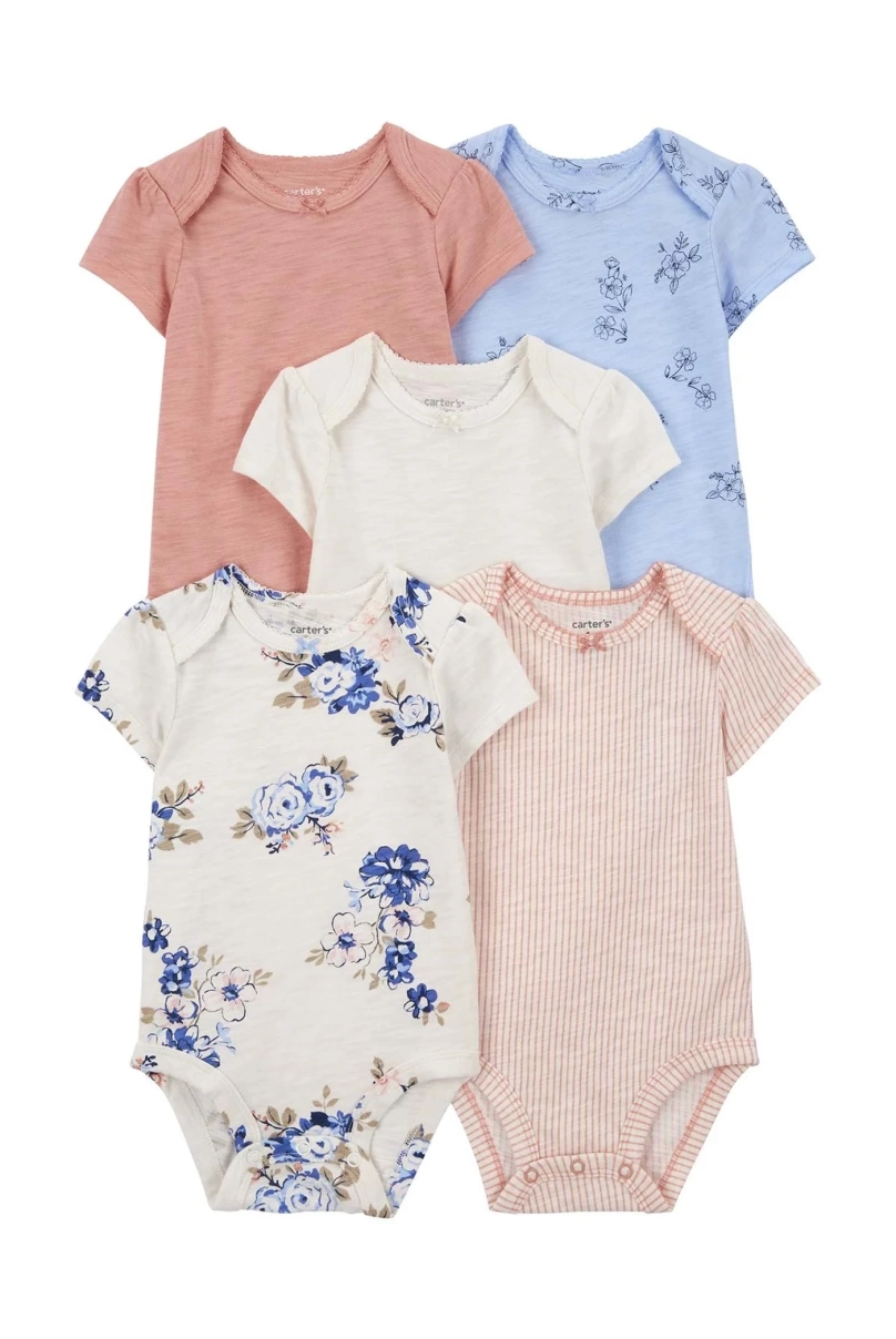 Carters Layette Kız Bebek 5Li Kısa Kol Body 1Q934310 Karışık Renkli