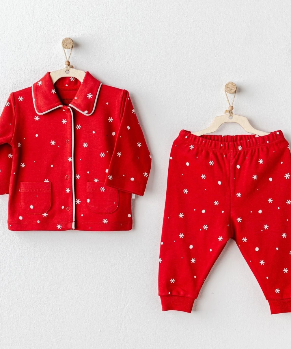 Andywawa AC25329 Happy Newyear Bebek Pijama Takım Red