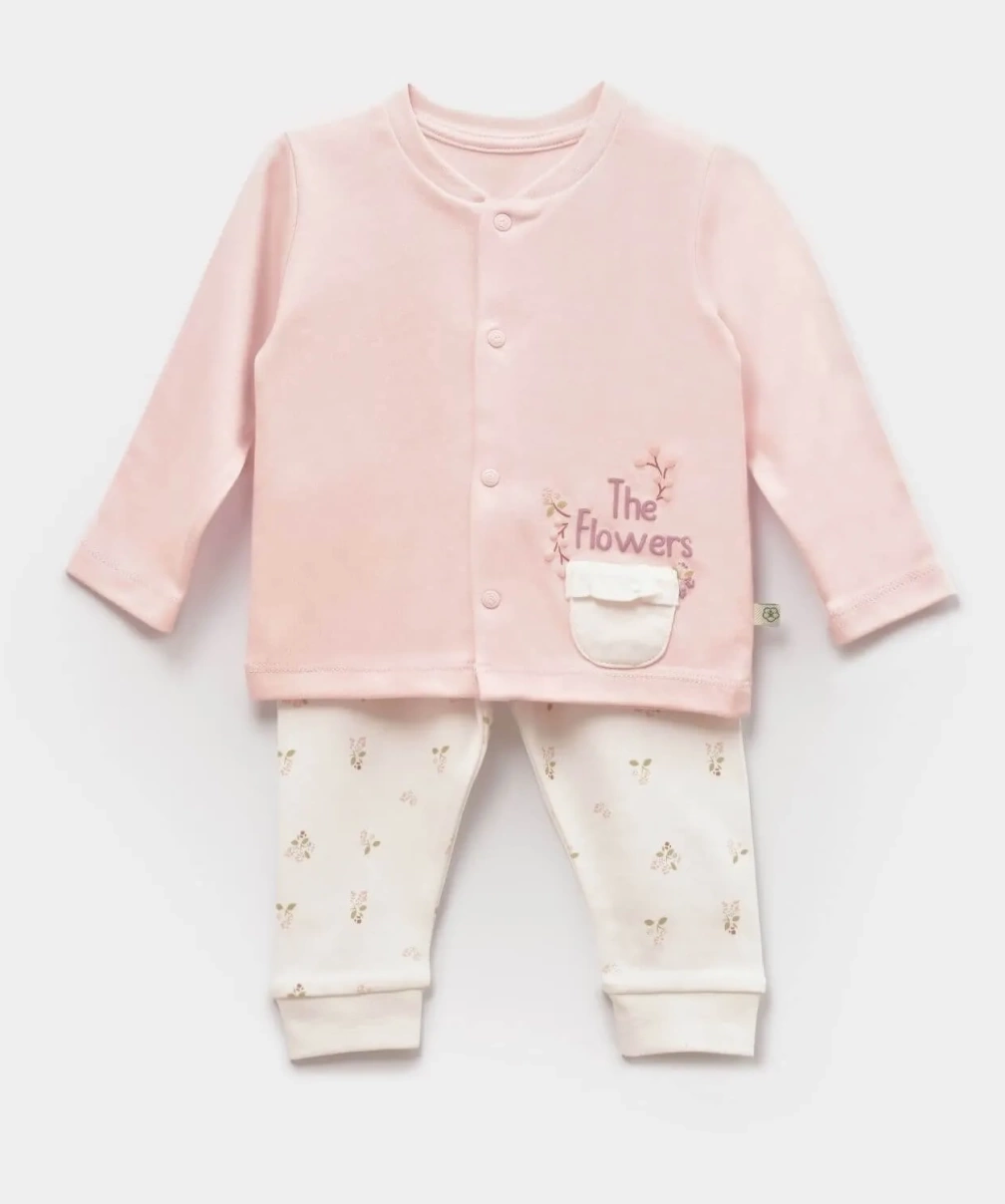 Bibaby Biorganic The Flowers Pijama Takımı 59764 Ekru Pembe