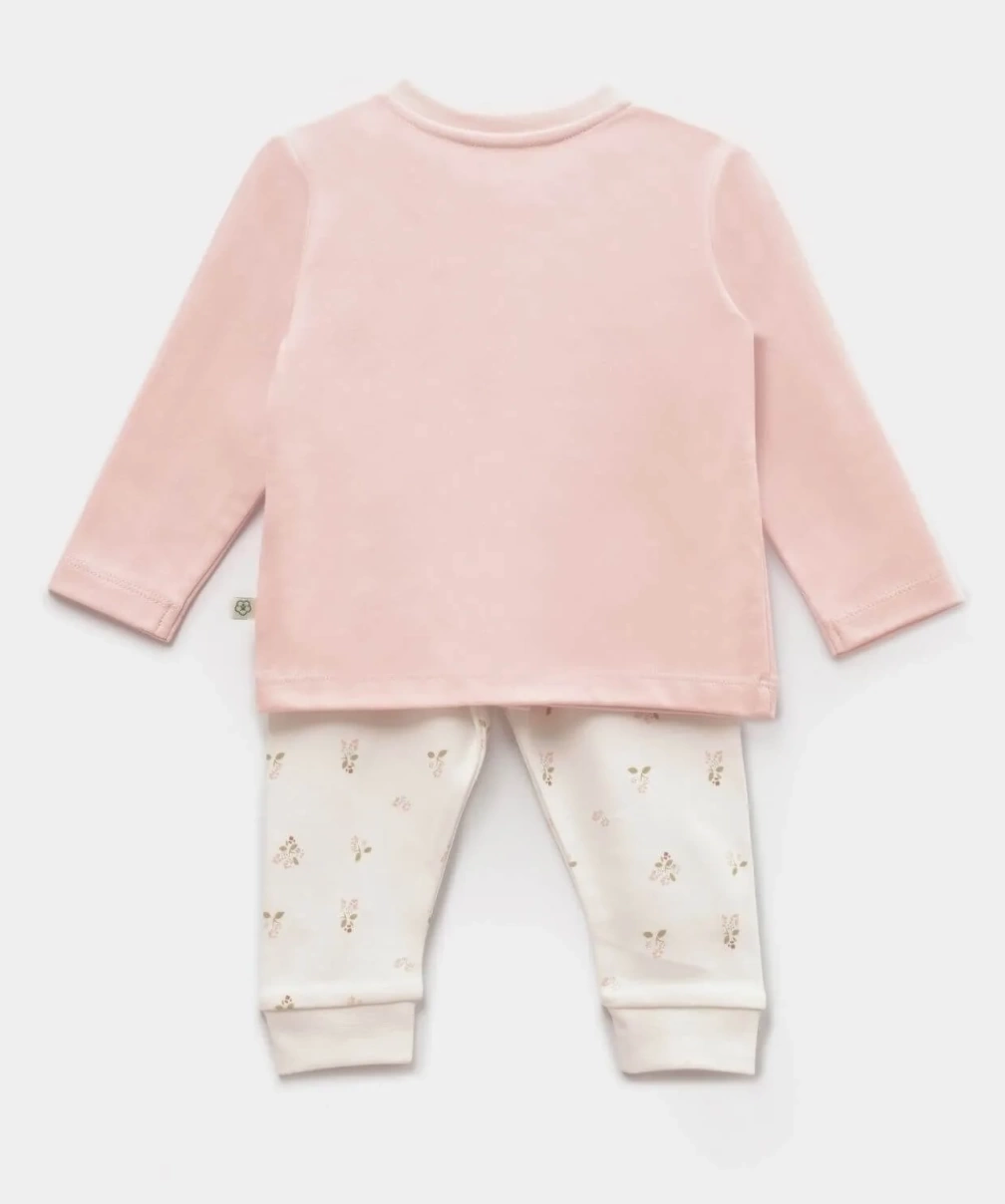 Bibaby Biorganic The Flowers Pijama Takımı 59764 Ekru Pembe