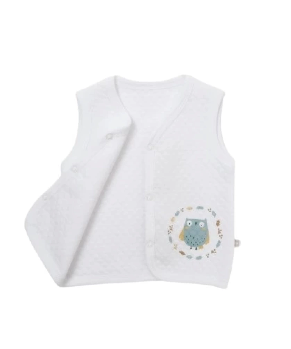 Bibaby Framed Owl Kapitone Yelek 61475 Beyaz