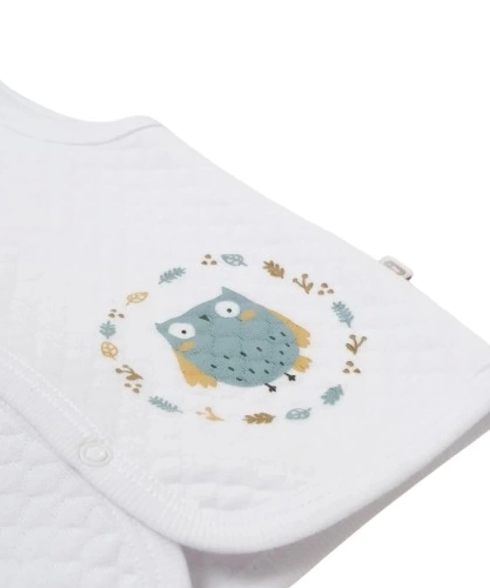 Bibaby Framed Owl Kapitone Yelek 61475 Beyaz