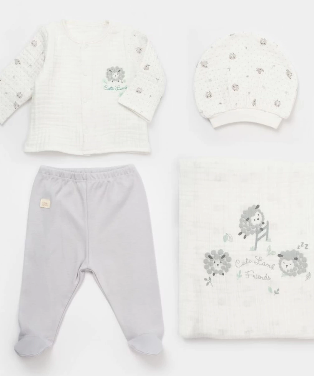 Bibaby Lamb Friends Battaniyeli Tüllü 4Lü Set 62347 Gri