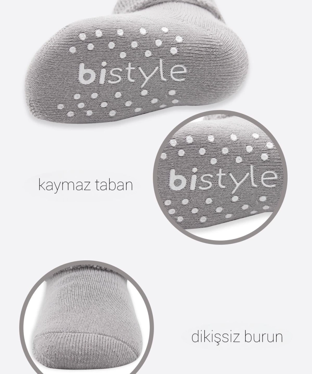 Bistyle Çemberli Kaymaz Havlu Soket Çorap 2Li BS10503 İndigo Gri