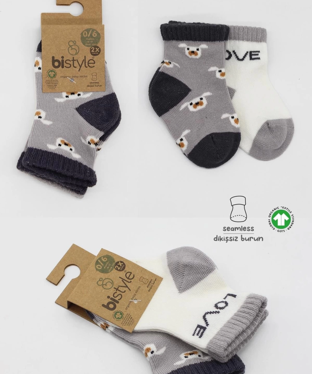 Bistyle Love Dog Penye Soket Çorap 2Li BS10118 Gri