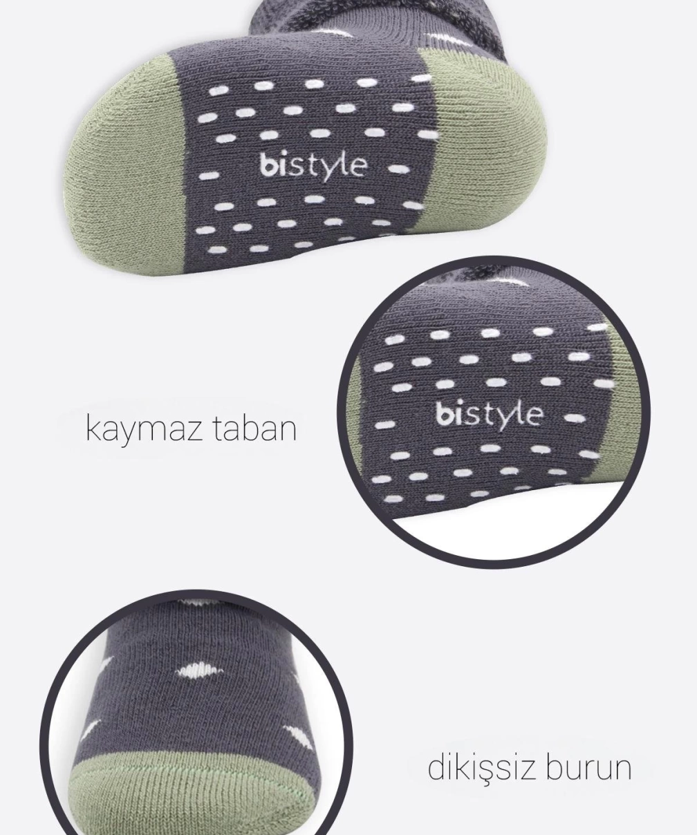 Bistyle Puanlı Kaymaz Havlu Soket Çorap 2Li BS10502 Antrasit