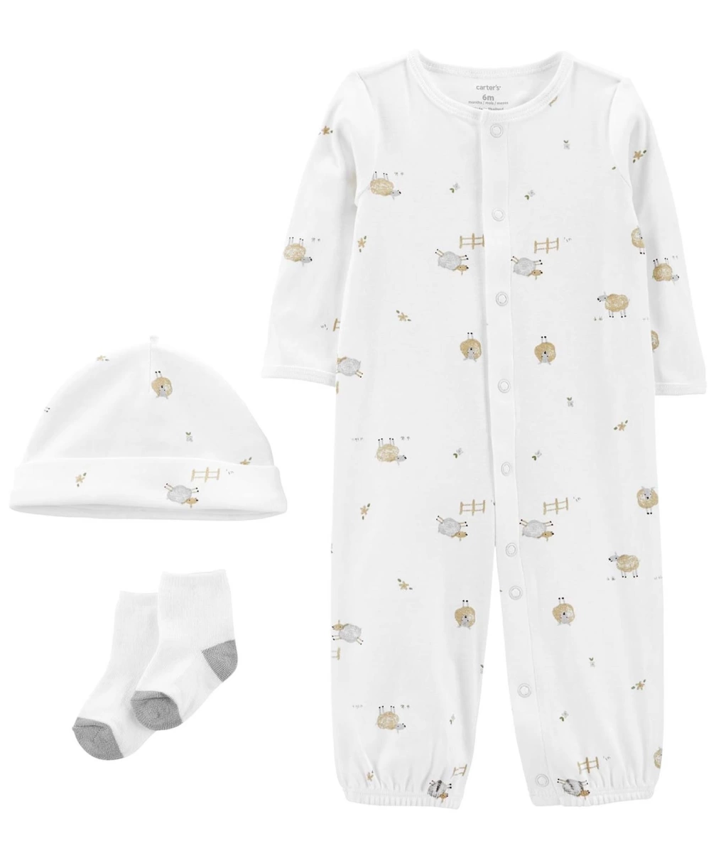 Carters Bebek Tulum Şapka Çorap Set 1N688010 Beyaz