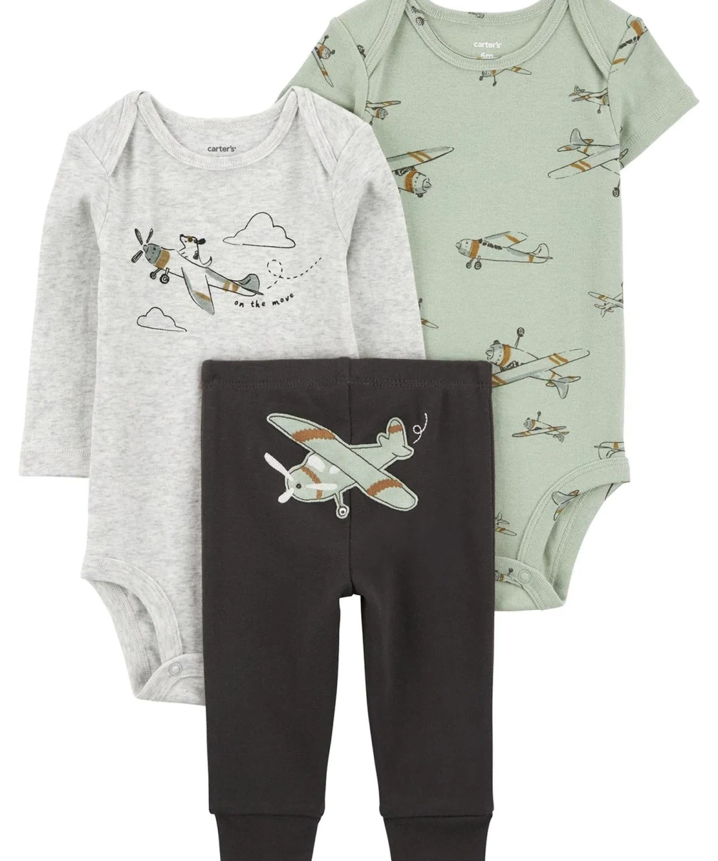 Carters Erkek Bebek Body Pantolon Set 3lü Paket 1R035210 Renkli