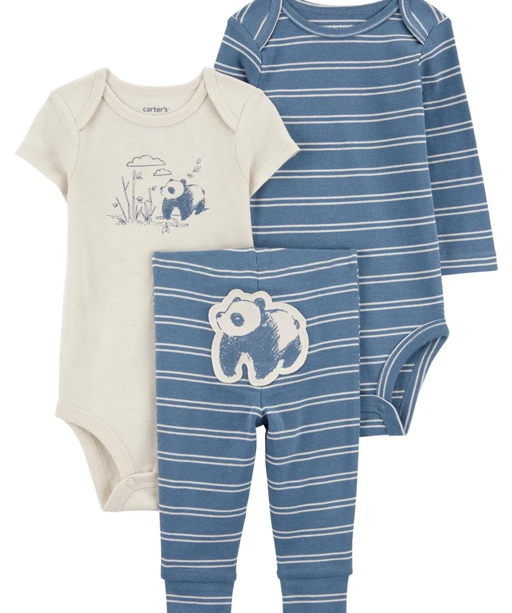 Carters Erkek Bebek Body Pantolon Set 3lü Paket 1R077710 Renkli