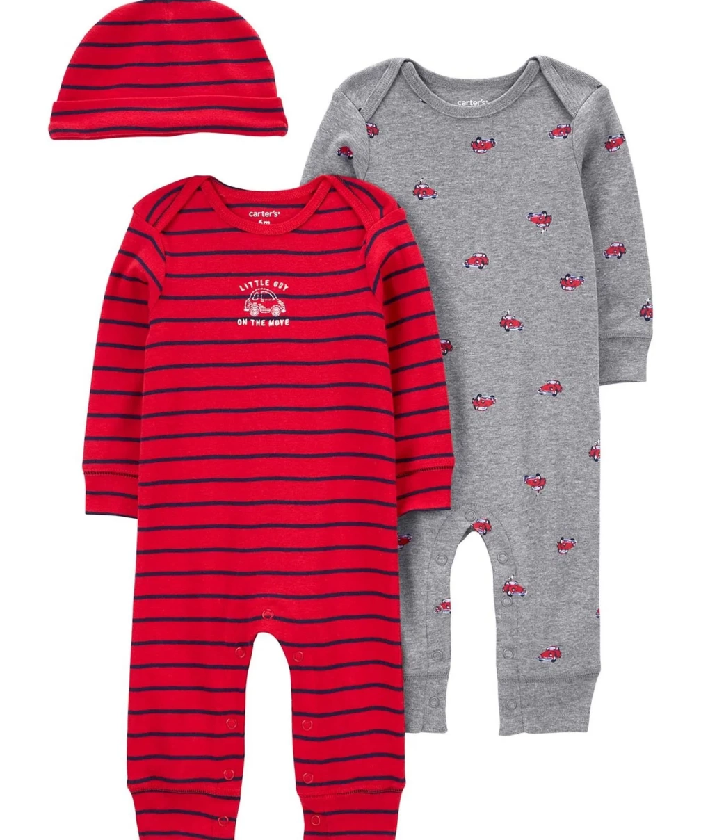 Carters Erkek Bebek Tulum Set 3lü Paket 1R038210 Renkli