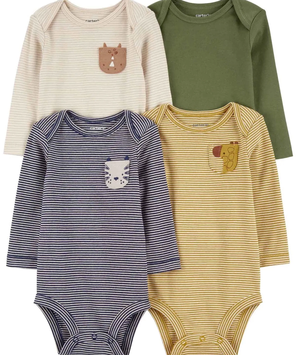 Carters Erkek Bebek Uzun Kollu Body Set 4lü Paket 1R697910 Renkli