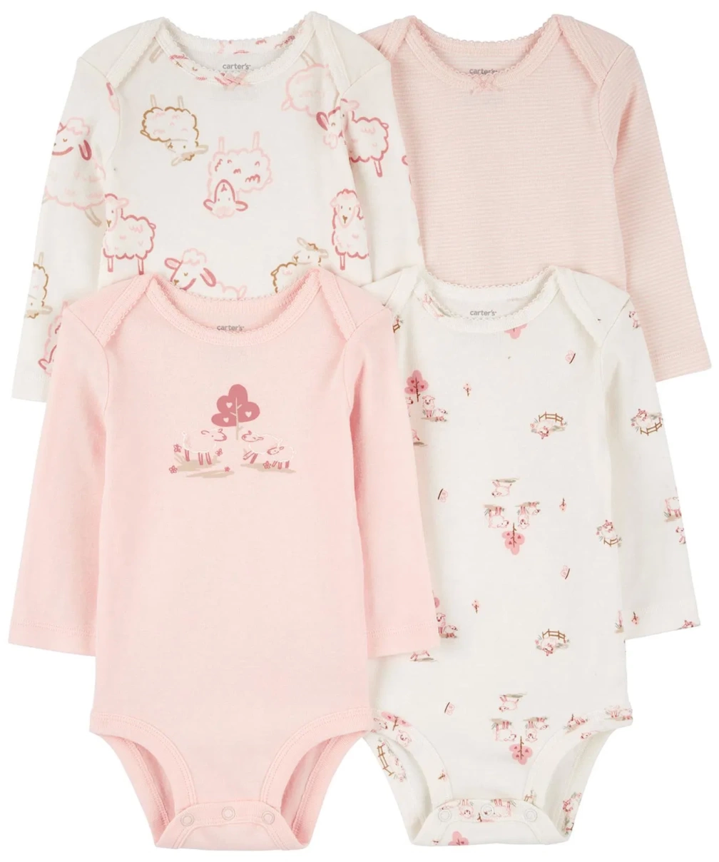 Carters Kız Bebek Uzun Kollu Body Set 4lü Paket 1R353310 Renkli