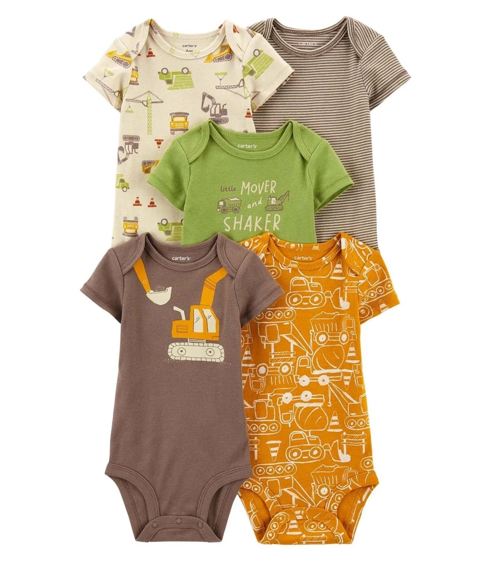 Carters Layette Erkek Bebek 5Li Kısa Kol Body 1Q124610 Karışık Renkli