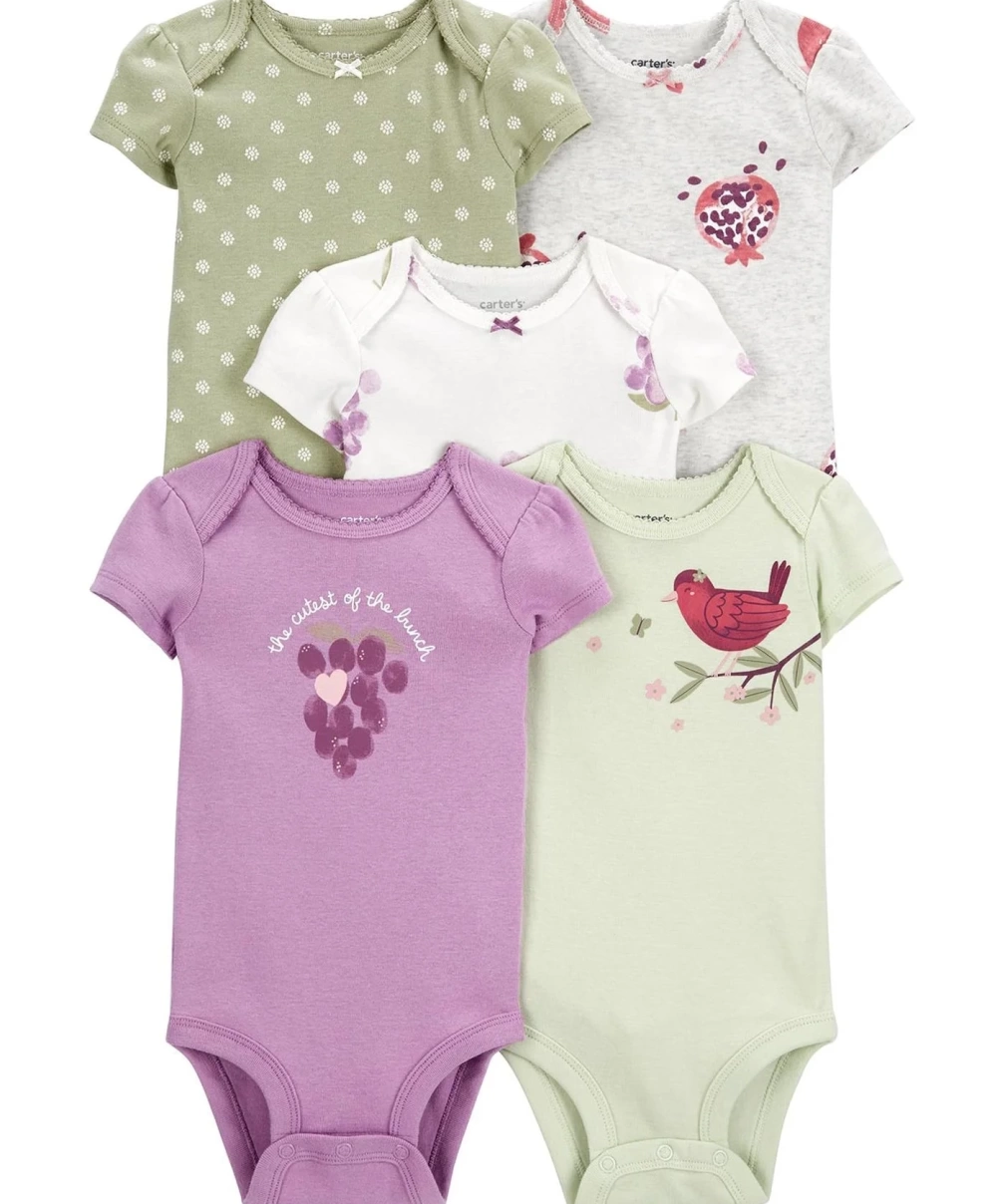 Carters Layette Kız Bebek 5Li Kısa Kol Body 1P566110 Karışık Renkli