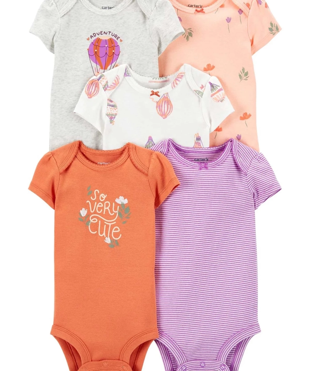 Carters Layette Kız Bebek 5Li Kısa Kol Body 1P567010 Karışık Renkli