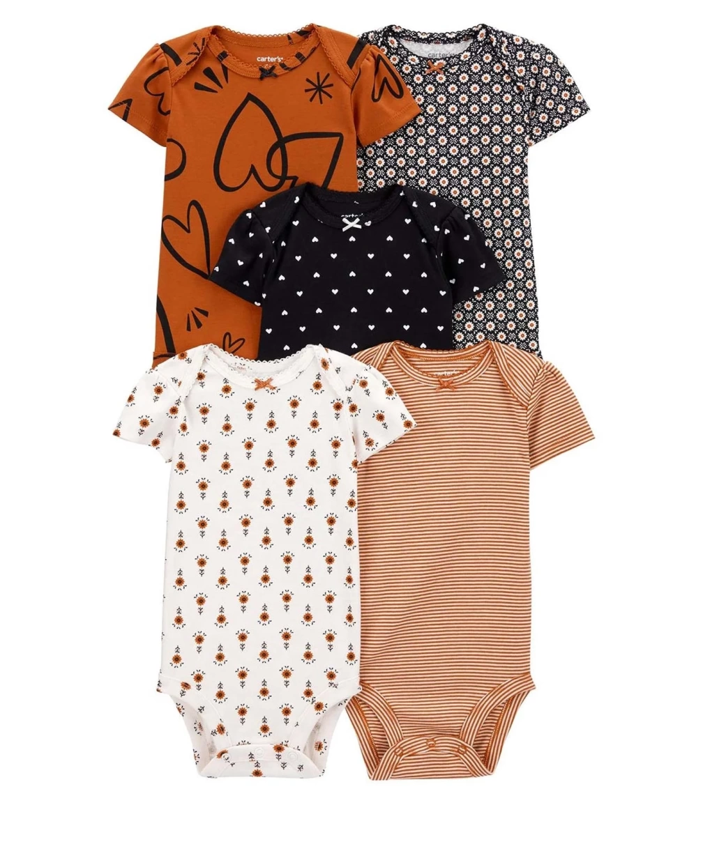 Carters Layette Kız Bebek 5Li Kısa Kol Body 1Q124810 Karışık Renkli