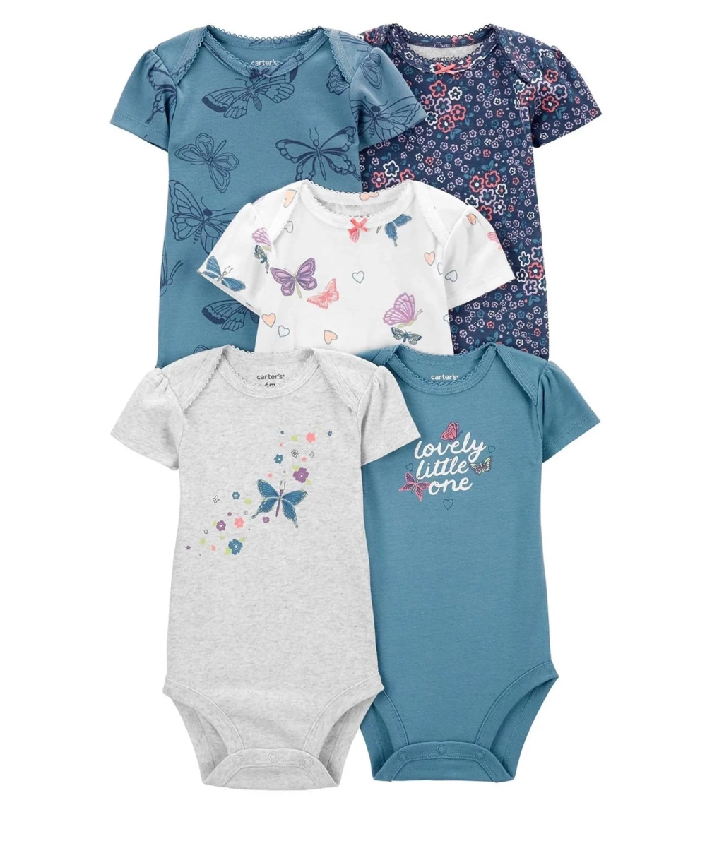 Carters Layette Kız Bebek 5Li Kısa Kol Body 1Q124910 Karışık Renkli