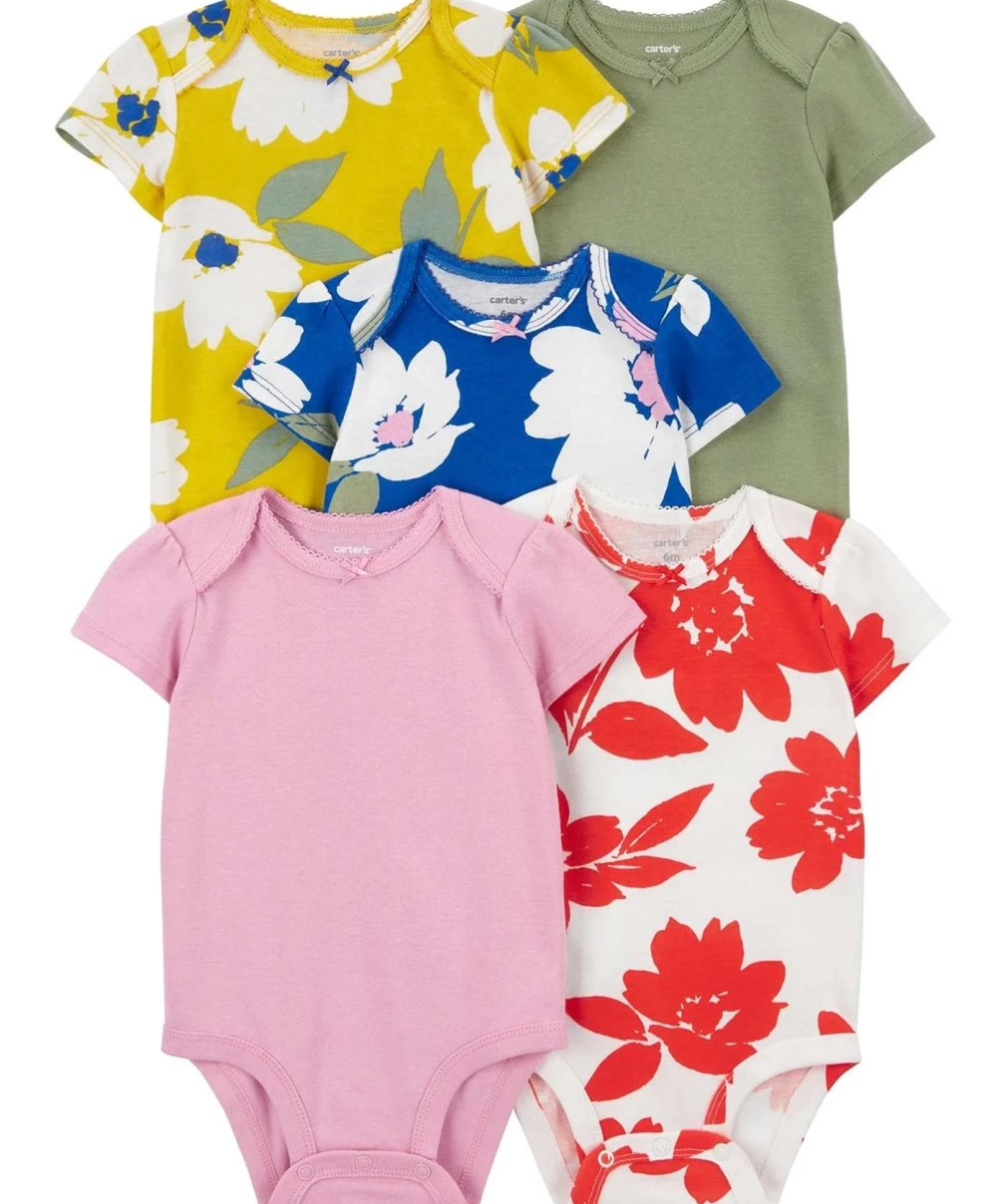 Carters Layette Kız Bebek 5Li Kısa Kol Body 1Q934210 Karışık Renkli