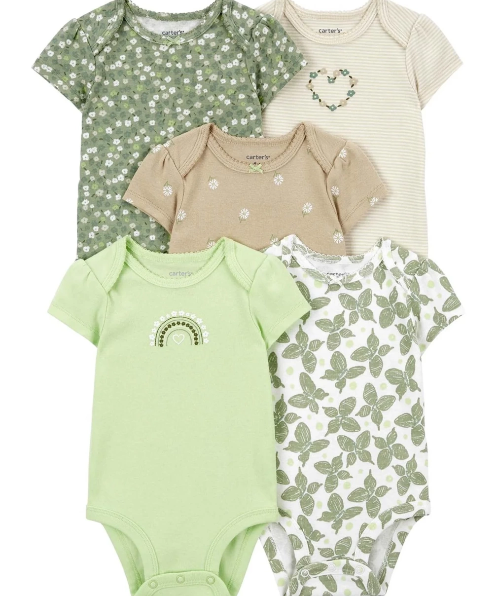 Carters Layette Kız Bebek 5Li Kısa Kol Body 1Q934410 Karışık Renkli