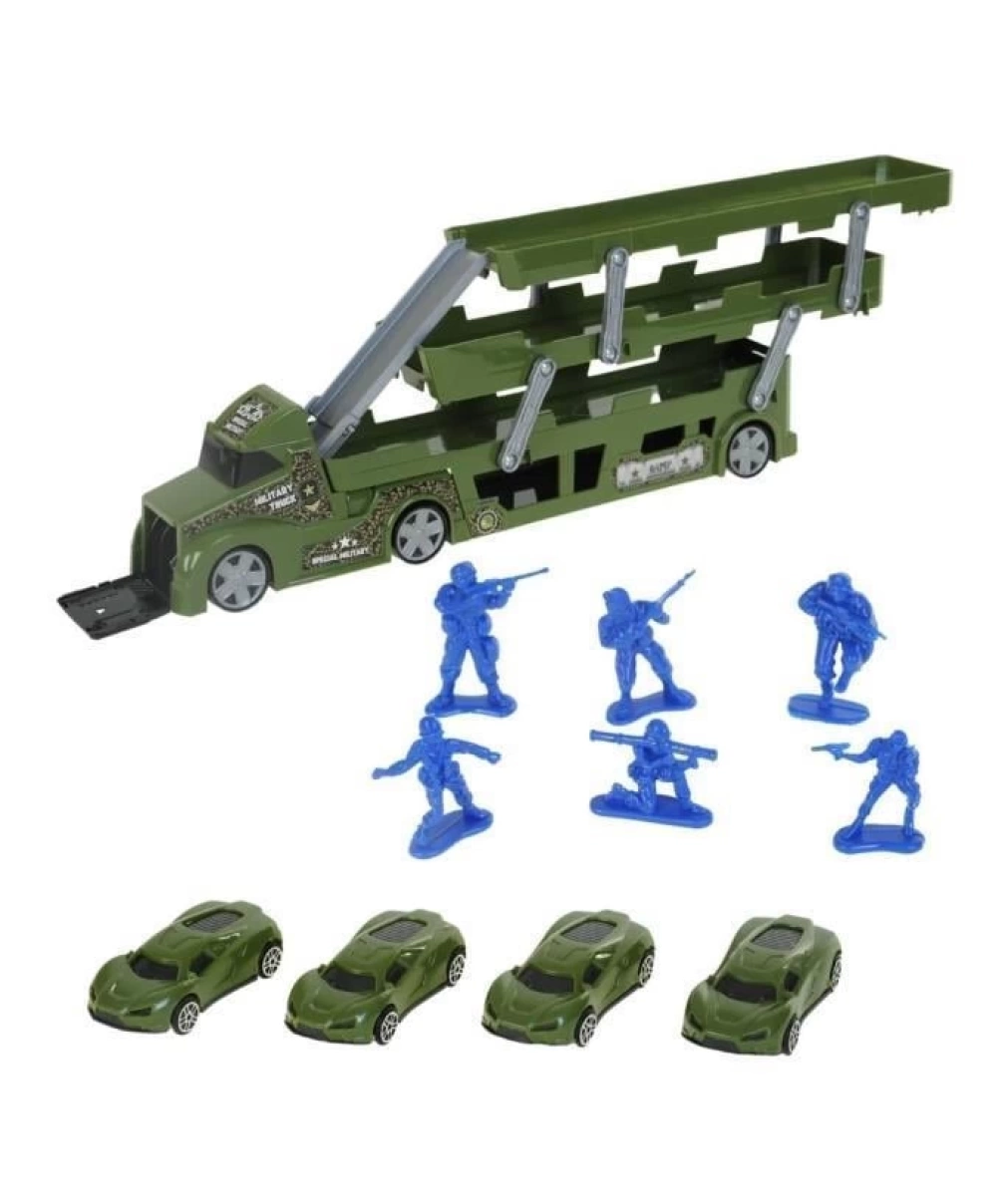 King Toys Arabalı Asker Aksesuarlı 3 Katlı Taşıyıcı Askeri Tır LAL 1111