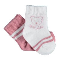 Bibaby Biorganic Bear 2Li Kız Çorap 68412 Gül Kurusu