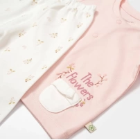 Bibaby Biorganic The Flowers Pijama Takımı 59764 Ekru Pembe