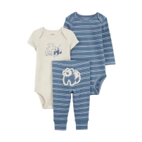 Carters Erkek Bebek Body Pantolon Set 3lü Paket 1R077710 Renkli