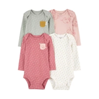 Carters Kız Bebek Uzun Kollu Body Set 4lü Paket 1R700210 Renkli