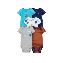 Carters Layette Erkek Bebek 5Li Kısa Kol Body 1Q124510 Karışık Renkli