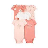 Carters Layette Kız Bebek 5Li Kısa Kol Body 1P565710 Karışık Renkli