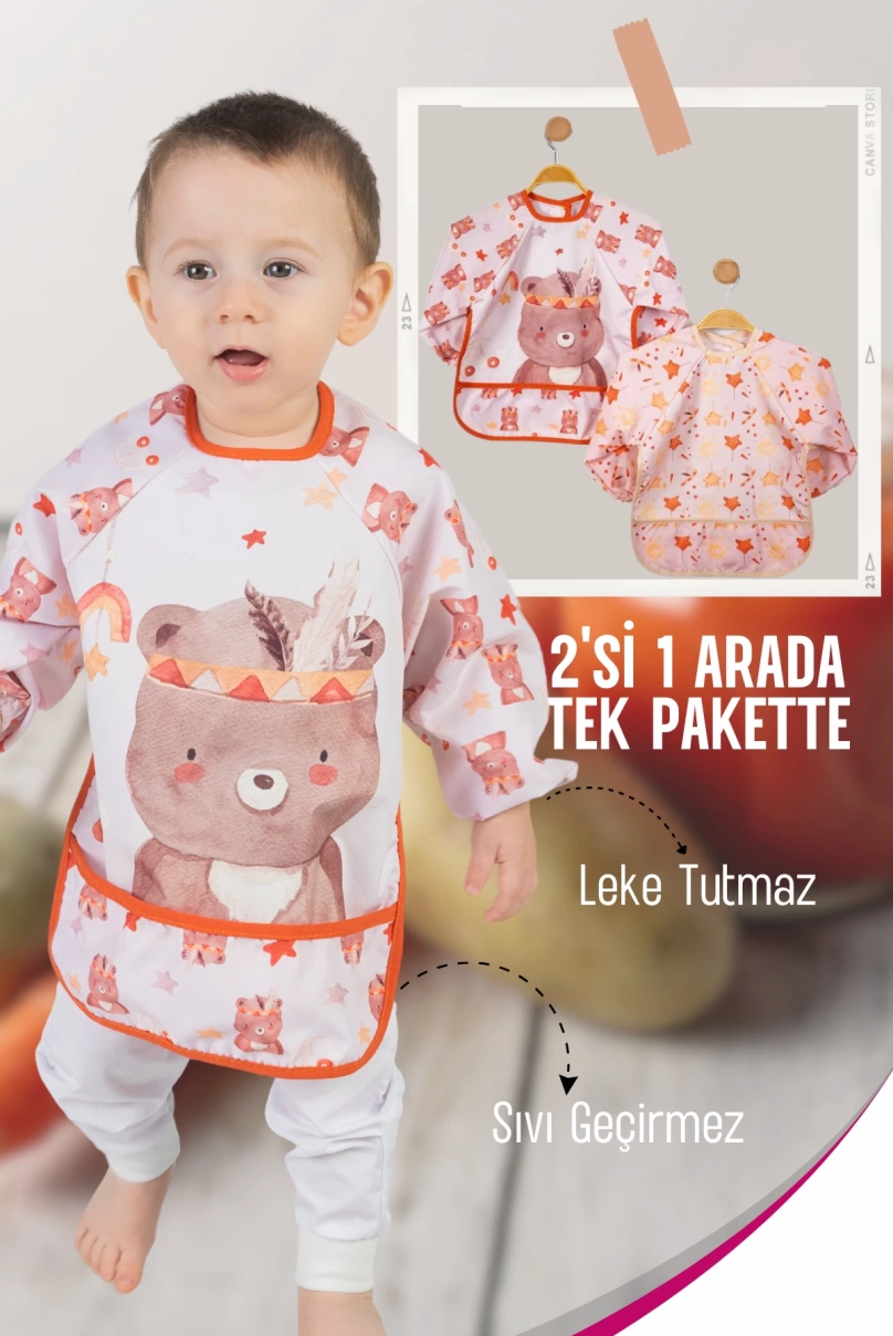 Bohem Bear 2li Kombin Kollu Mama Önlüğü