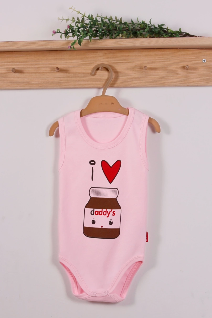 Yeni Doğan 3-12 Ay Çikolata Askılı Unisex Body Pembe