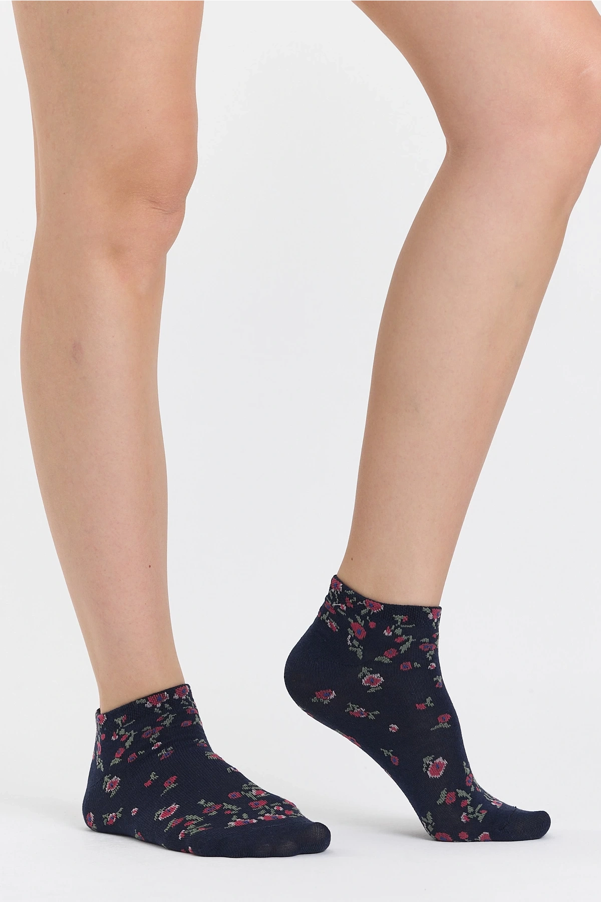 4lü Çiçek Desenli Patik Çorap Seti